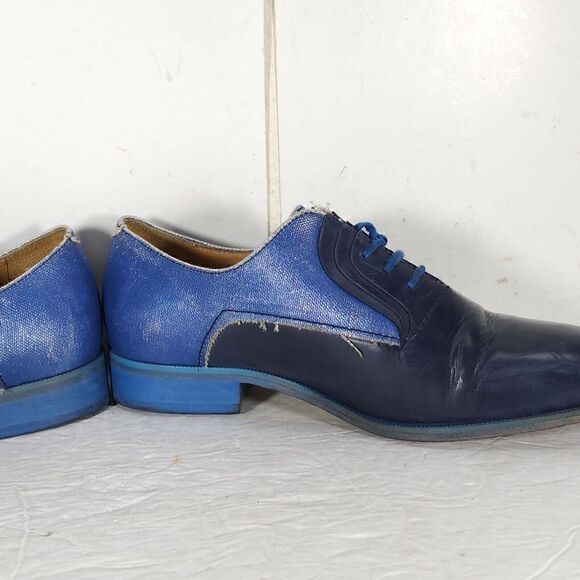 John Fluevog Women's City Angels Istanbul US7,5 Blue Leather Fluttered Oxfords - Picture 7 of 14